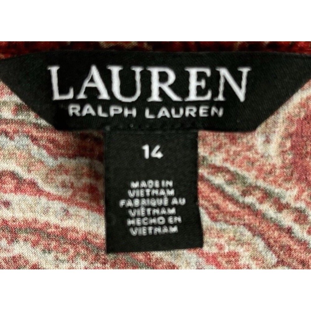 Lauren Ralph Lauren Paisley Tiered Dress Size 14 Boho Peasant Fall Midi - Picture 6 of 16